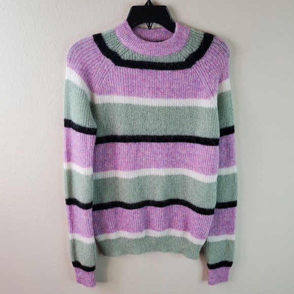 Veda Sweaters - Veda X UO Urban Outfitters Anthro Womens Purple Sage Stripe Mockneck Sweater